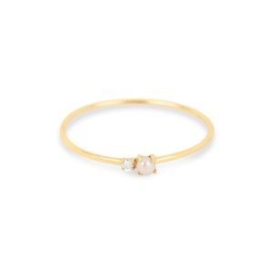 Stone & Strand Pearl and Diamond Ring 14k